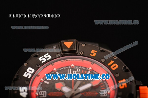 Richard Mille RM028 Swiss Valjoux 7750 Automatic PVD Case with Skeleton Dial and Orange Inner Bezel - Click Image to Close